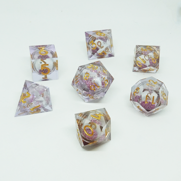 Dice Chronicle: Poly 7 Set Cube Liquid Core Molten