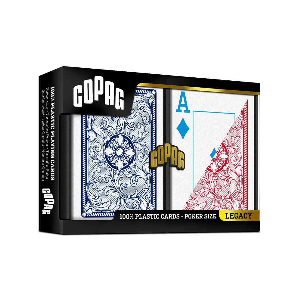 Playing Cards COPAG: Legacy: 4-Color Faces Poker Size Jumbo Index Red/Blue 2-Pack