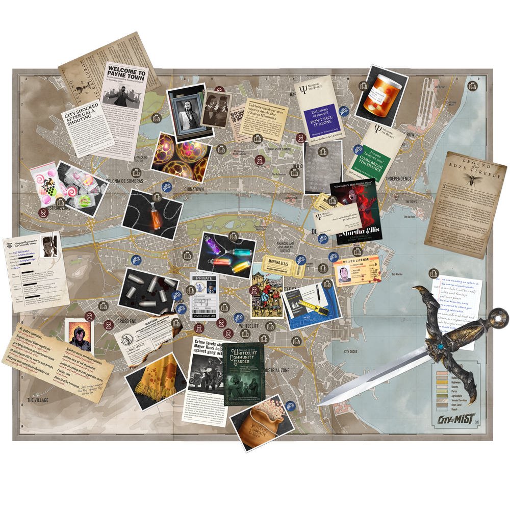 City of Mist: Crime Board City Map