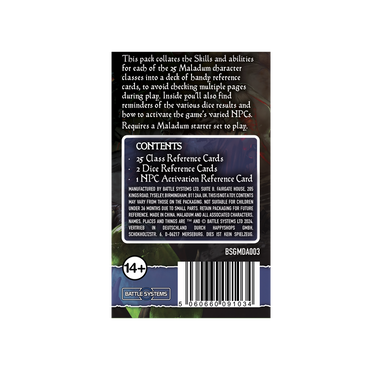 Maladum: Reference Cards