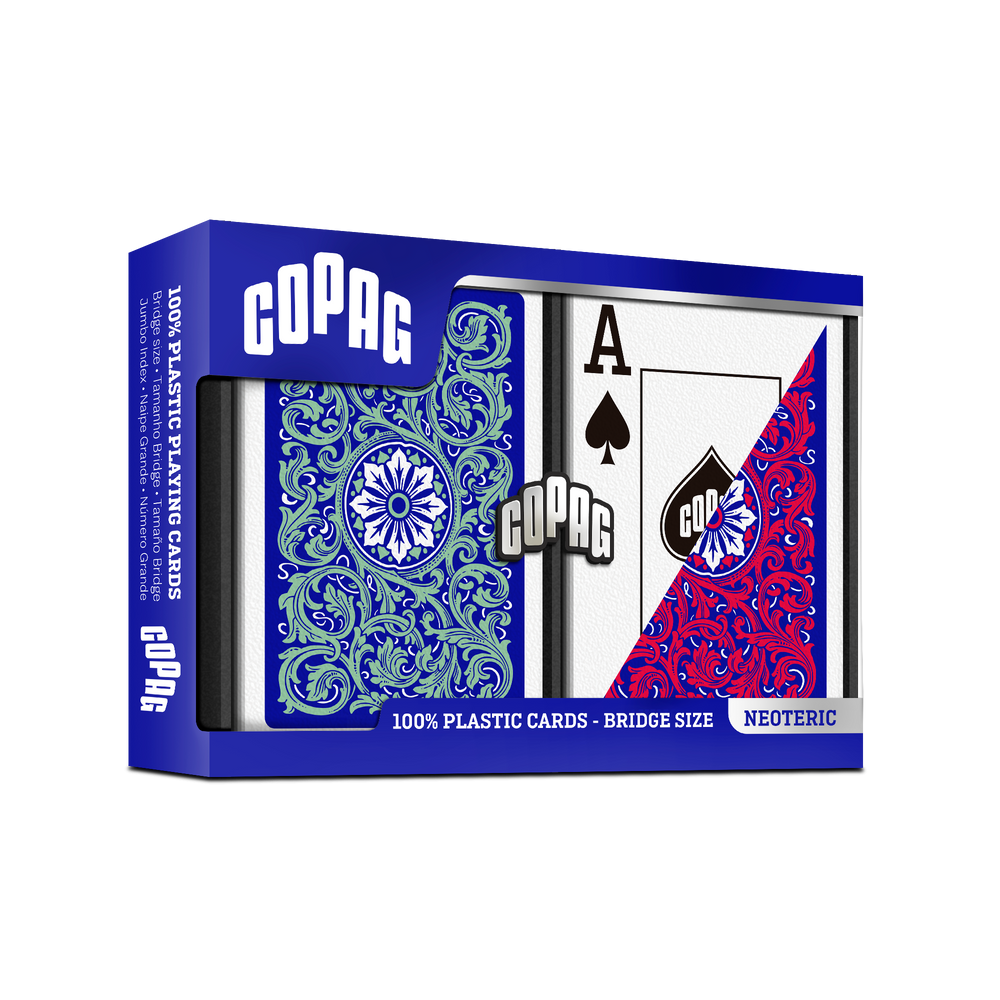 Playing Cards COPAG: Neoteric: Plastic Bridge Size Jumbo Index Blue/Green/Red 2-Pack