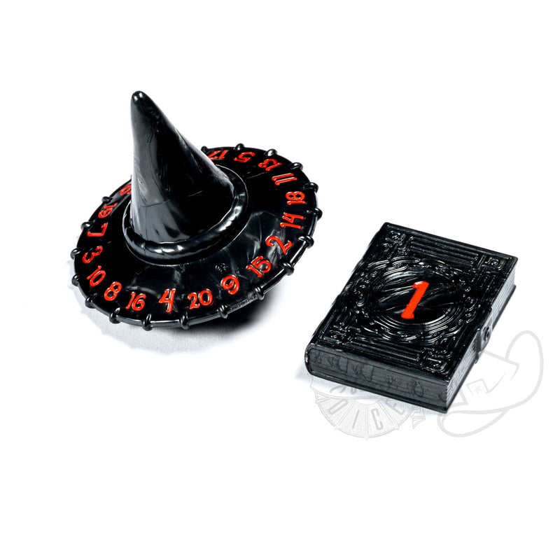 Dice Polyhero Wizard: d20 Wizard Hat and d2 Spellbook