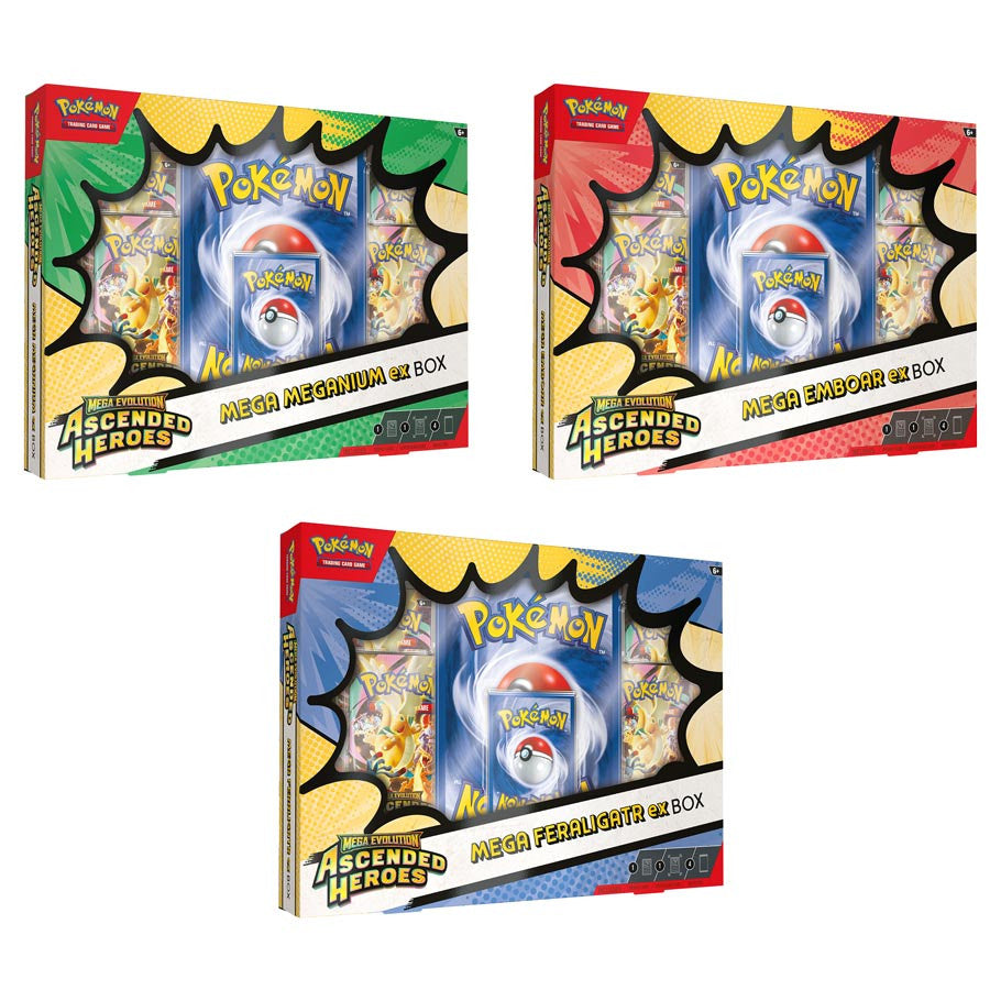 Pokémon: ME2.5: Ascended Heroes: Mega Meganium/Emboar/Feraligatr ex Box