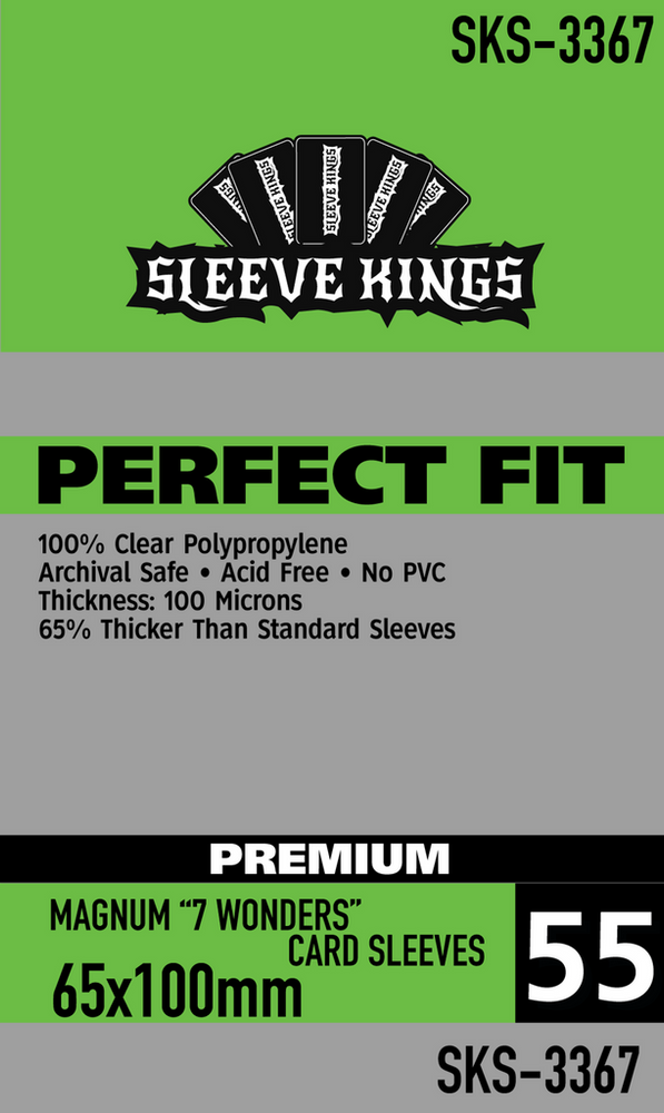 Boardgame Sleeves Sleeve Kings: Perfect Fit Premium Magnum 7 Wonders 65x100mm (55)