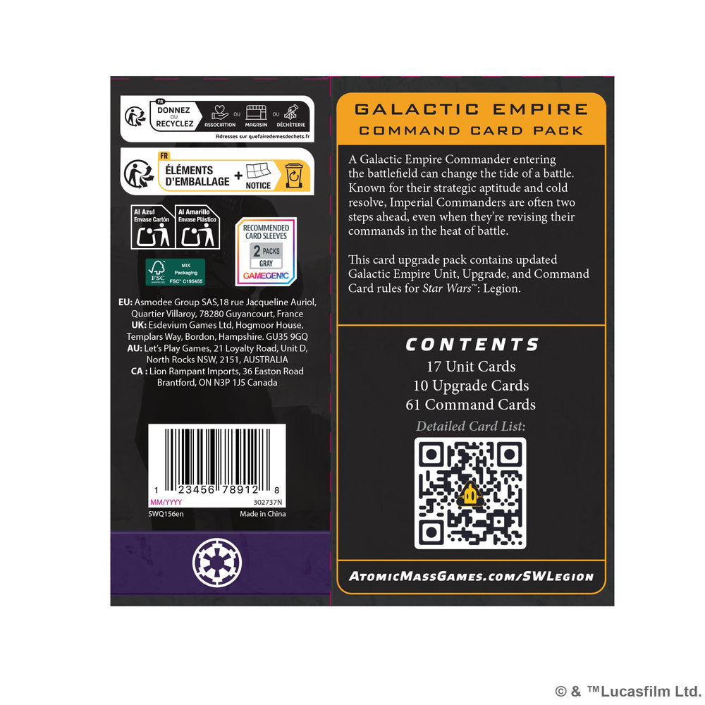Star Wars Legion: Imperial Galactic Empire Command Card Pack