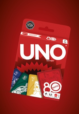 UNO Mattel 80th Anniversary Ruby Red