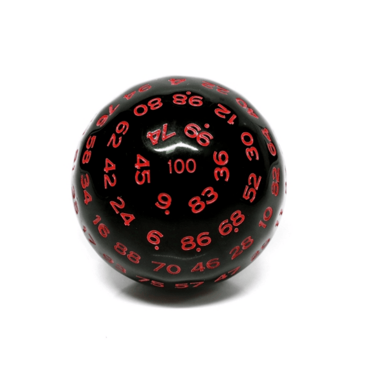 Dice Foam Brain Games: D100: Black Opaque with Red 45mm