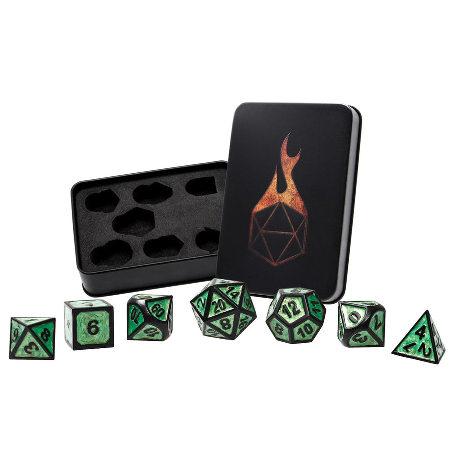 Dice Forged: Poly 7 set Metal Banded