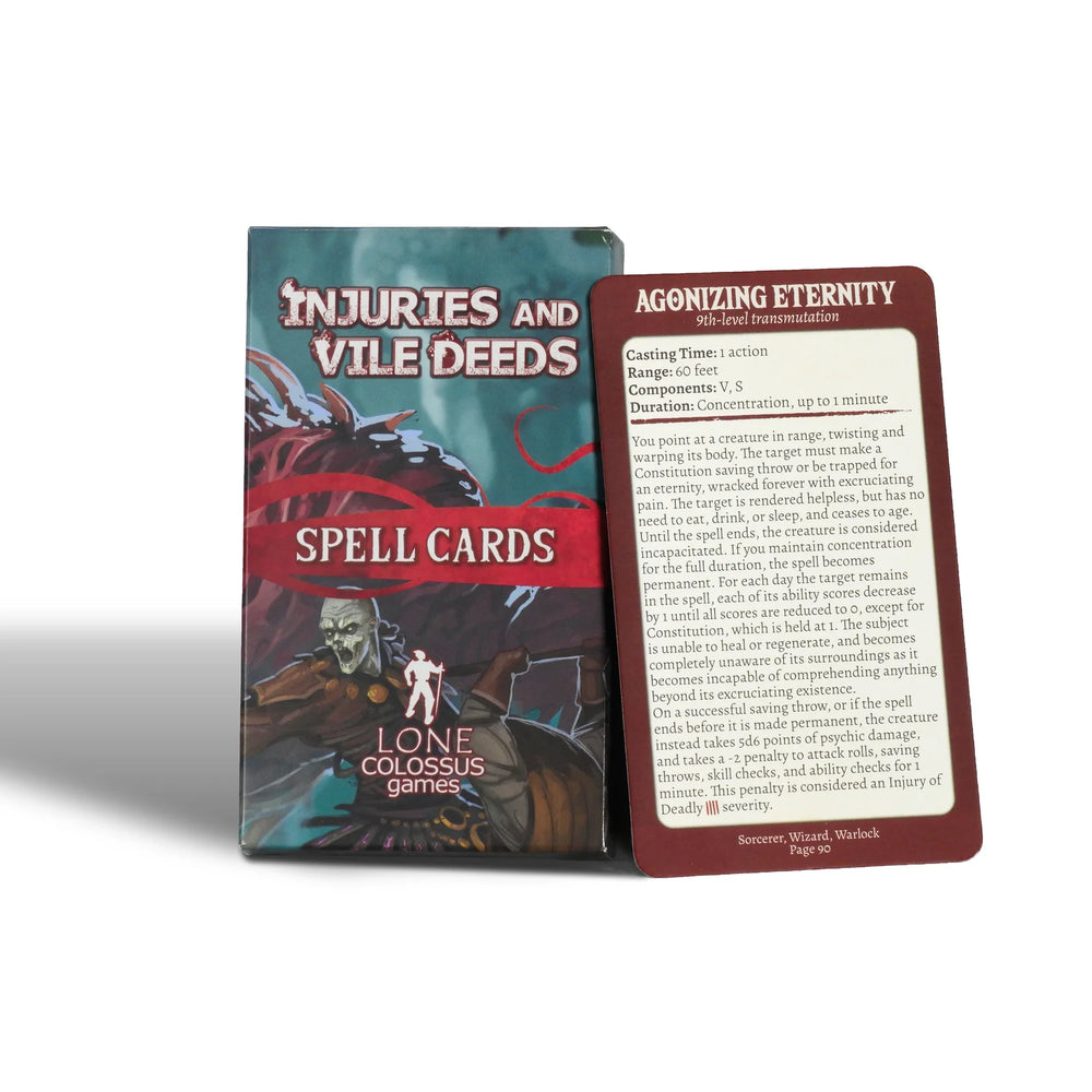 D&D 5E: Injuries and Vile Deeds Spell Cards