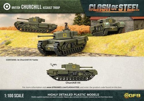 Clash of Steel: British - Churchill Assault Troop (x3 Plastic)