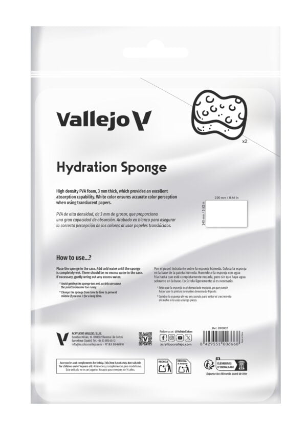 Tool Vallejo Palette: Wet Palette Set Refill- 2 Reusable hydration sponges (220 x 140 mm)