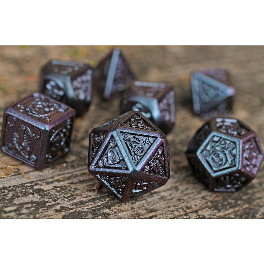 Dice Forged: Poly 7 set Metal Banded