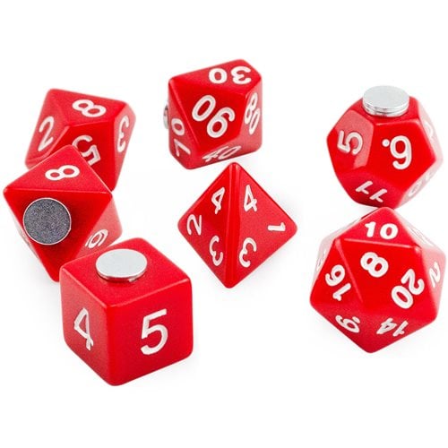 Dice Toy Vault: Red 7-Die Set Decorative Magnets in Tin