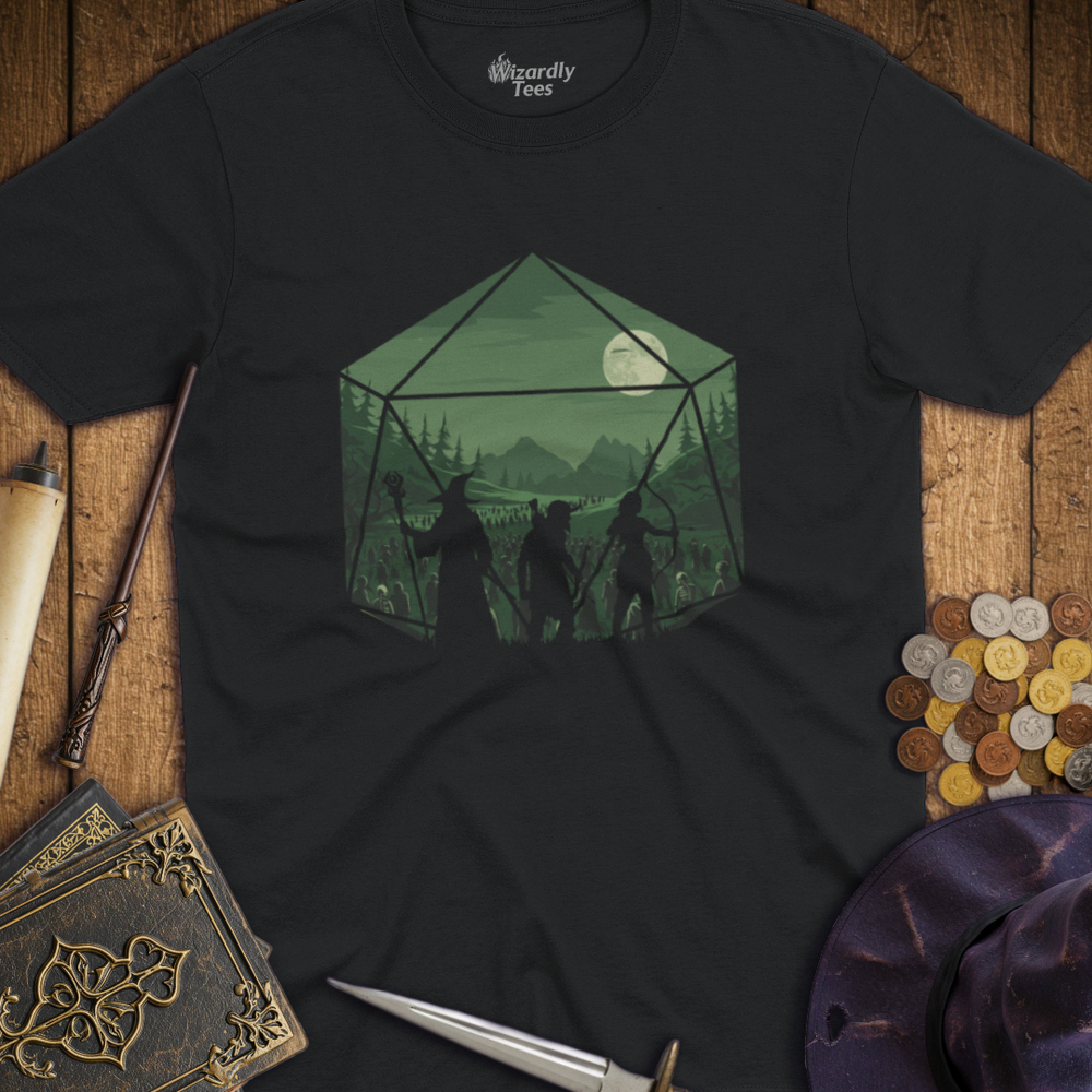T-Shirt Wizardly: Adventure Party Green D20 Hexagon