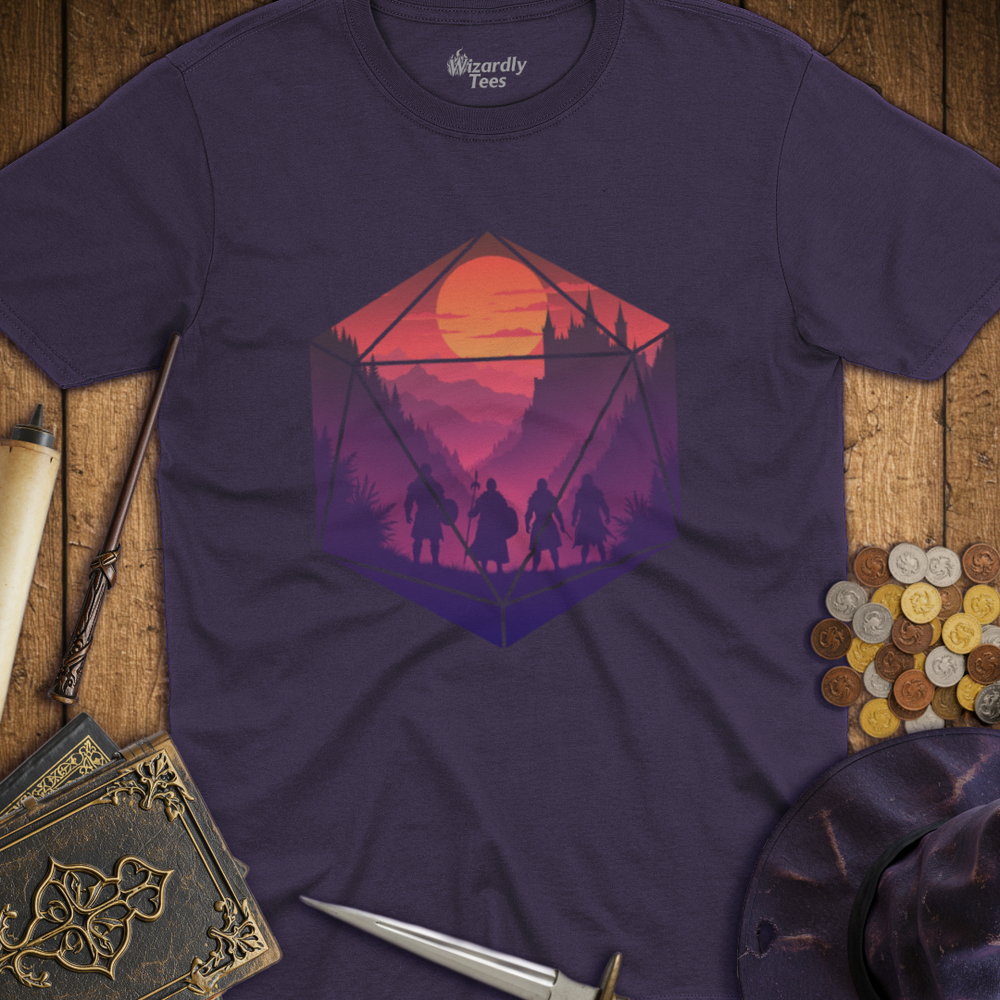 T-Shirt Wizardly: Adventure Party Purple D20 Hexagon