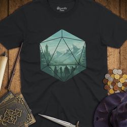 T-Shirt Wizardly: Adventure Party Teal Mountains D20 Hexagon