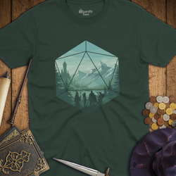 T-Shirt Wizardly: Adventure Party Teal Mountains D20 Hexagon
