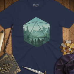 T-Shirt Wizardly: Adventure Party Teal Mountains D20 Hexagon
