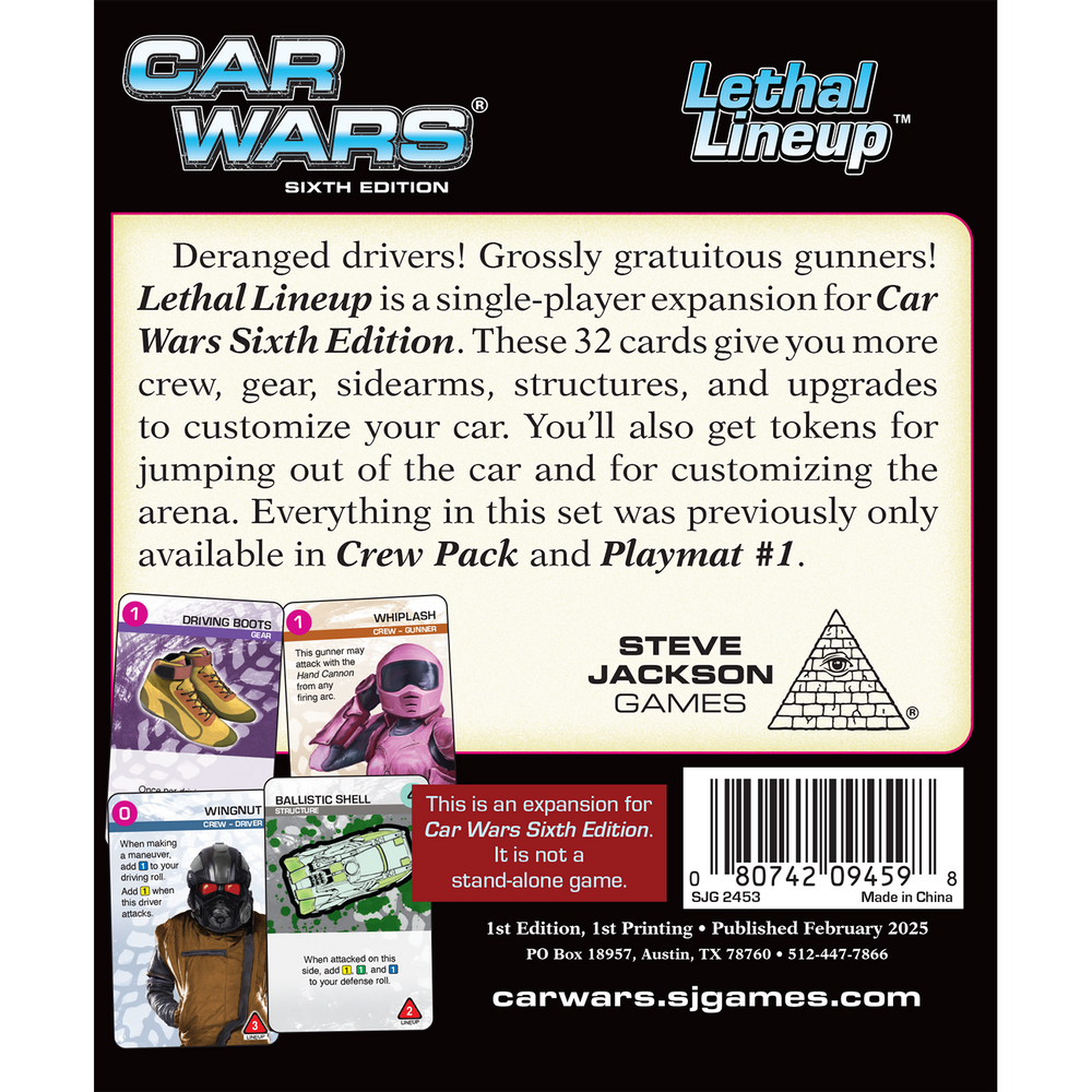 Car Wars: Cards - Lethal Lineup