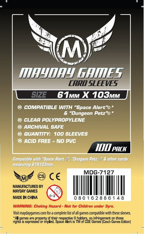 Boardgame Sleeves Mayday: 61mm x 103mm (Space Alert/Dungeon Petz)