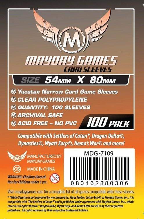 Boardgame Sleeves Mayday: Sleeves: Yucatan Premium Narrow Card Game Sleeves 54mm x 80mm (50)