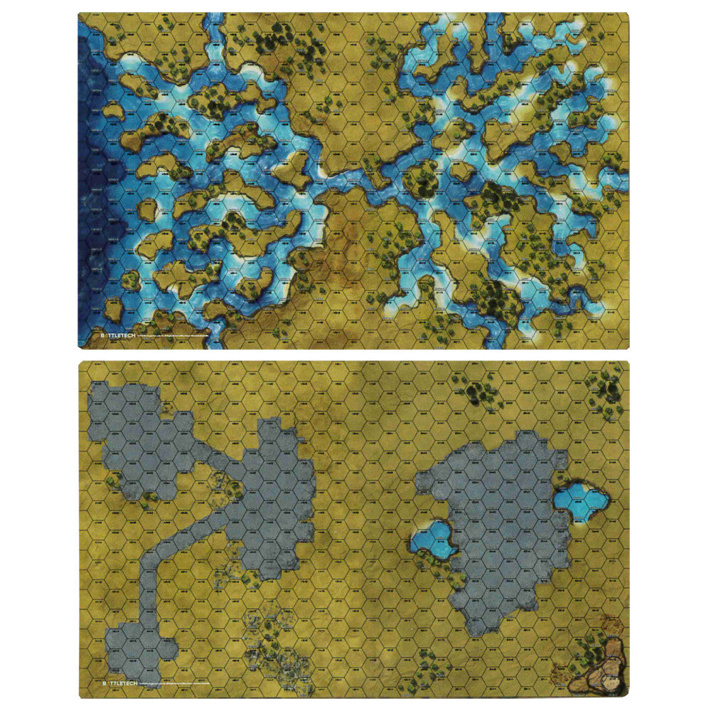 BattleTech BattleMat: Savannah: River Delta/City Ruins