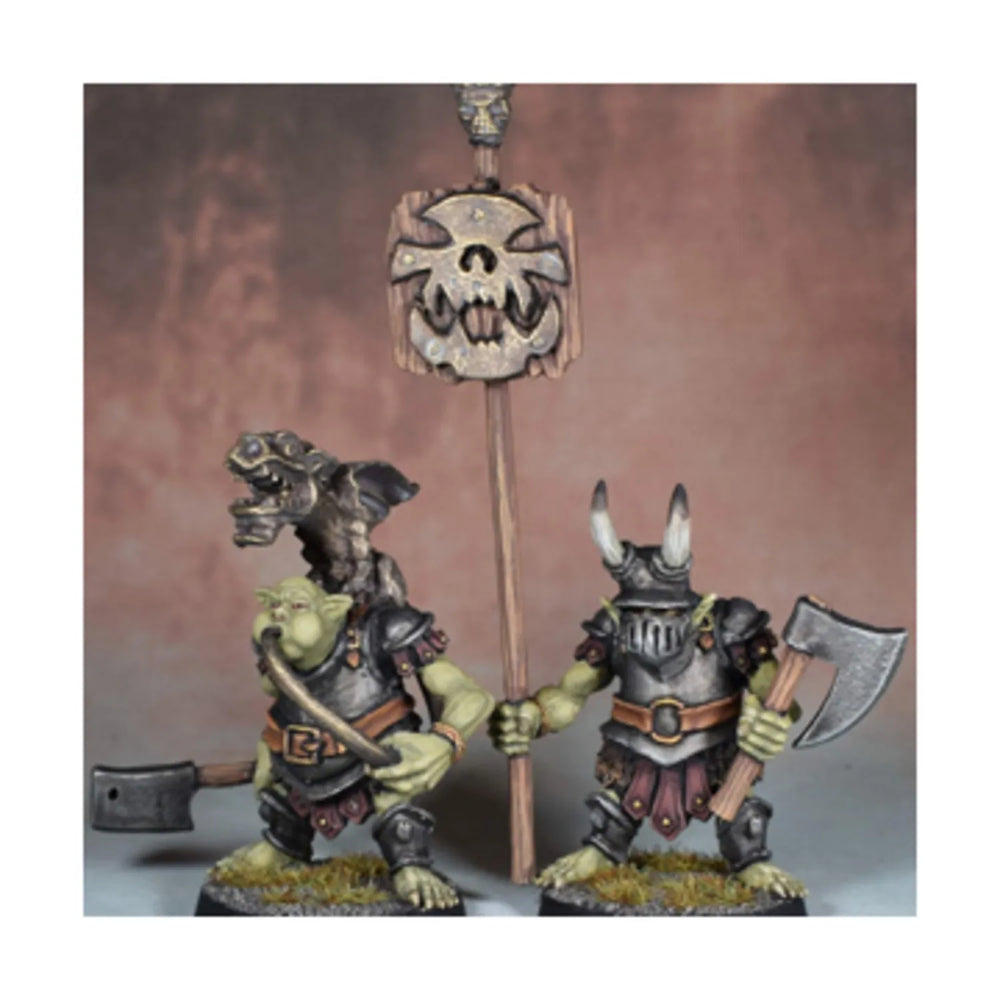 Mini Crooked Fantasy: Orc Musician and Standard Bearer (2)