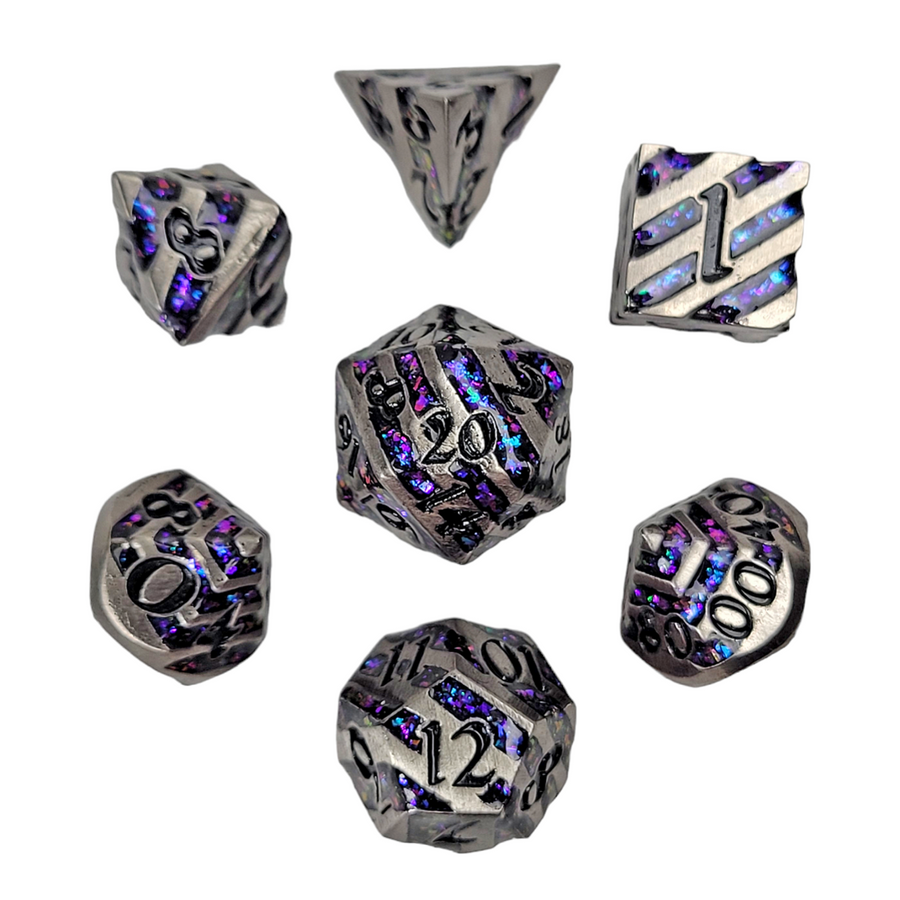 Dice Forged: Poly 7 set Metal Banded