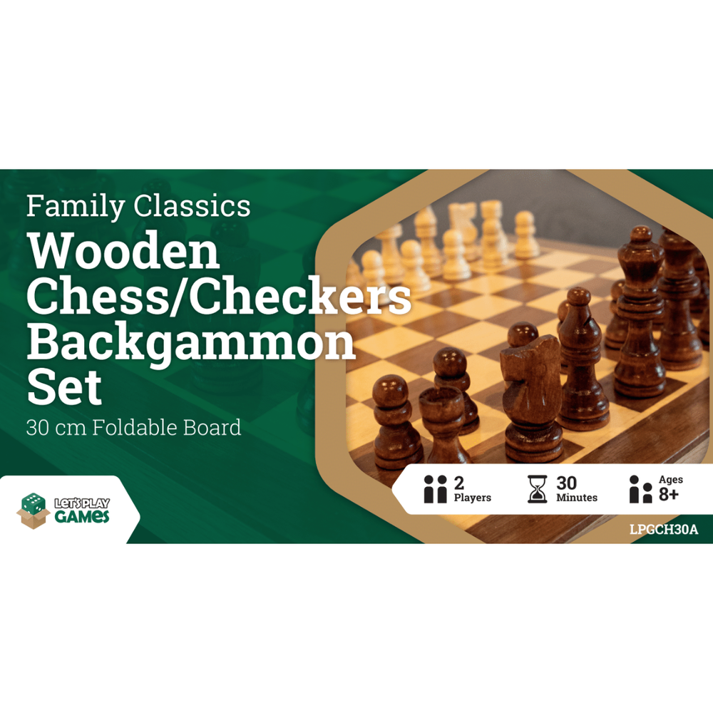 Chess/Checkers/Backgammon LPG Classics: Wooden Folding Set 30 CM