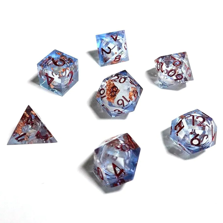 Dice Chronicle: Poly 7 Set Cube Liquid Core Molten