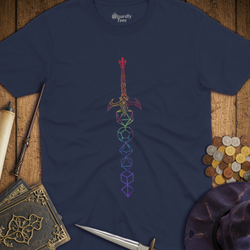 T-Shirt Wizardly: Dice Sword Rainbow