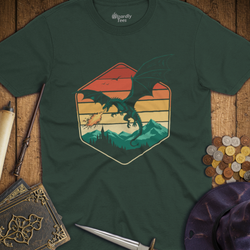 T-Shirt Wizardly: Dragon Hexagon Retro Sunset