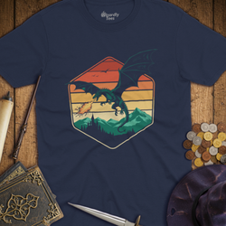 T-Shirt Wizardly: Dragon Hexagon Retro Sunset