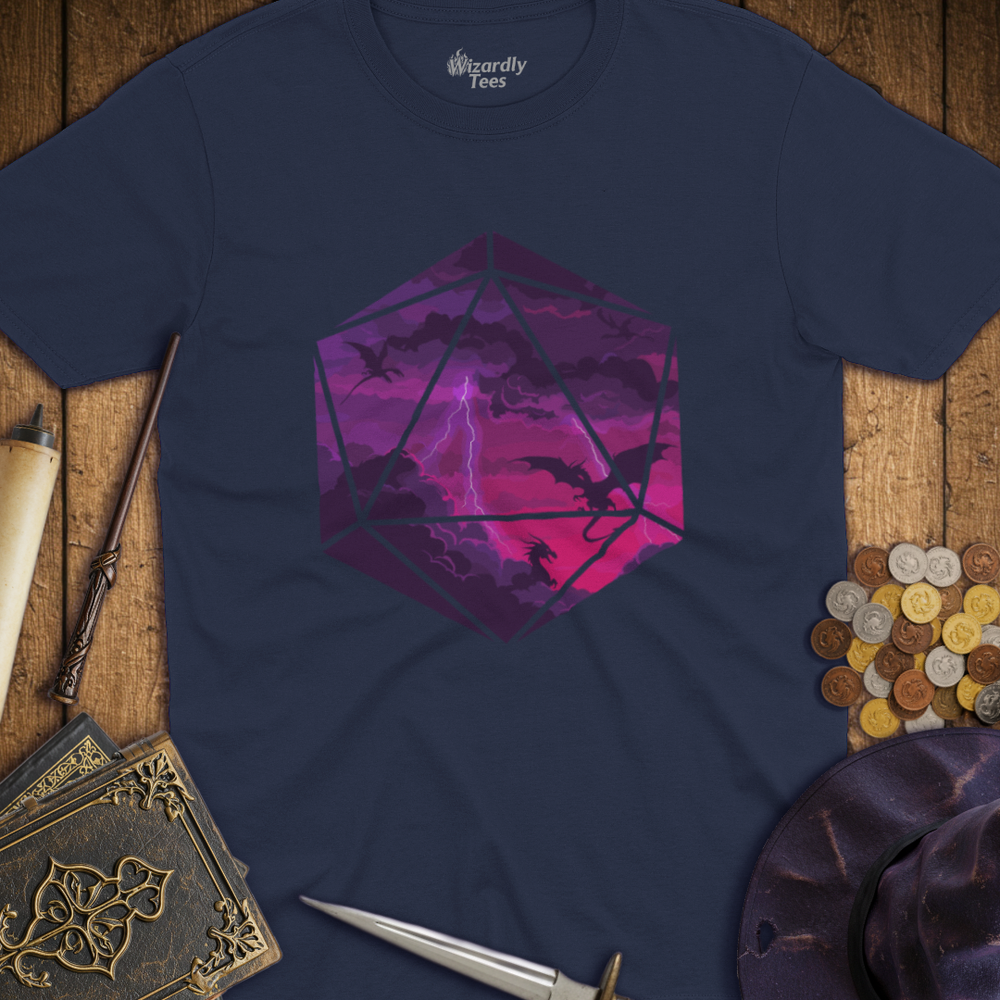T-Shirt Wizardly: Dragon Storm D20 Hexagon