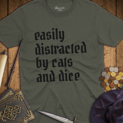 T-Shirt Wizardly: Easily Distracted by Cats and Dice
