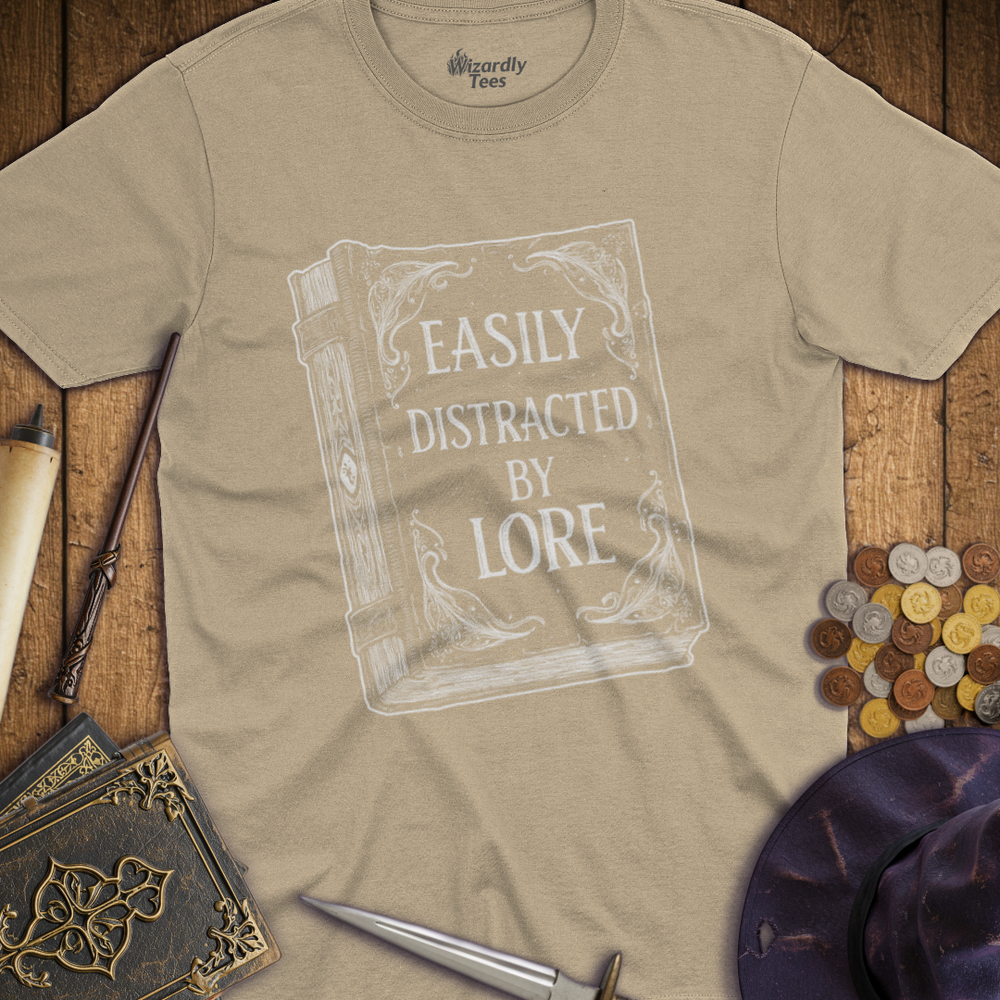 T-Shirt Wizardly: Easily Distracted by Lore Book