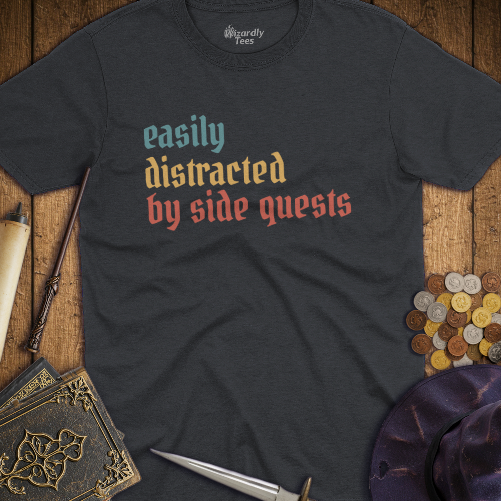 T-Shirt Wizardly: Easily Distracted by Side Quests Retro TALL