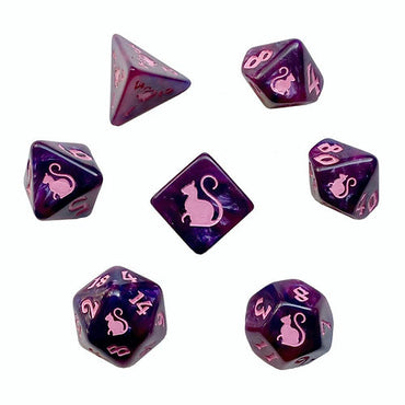 Dice Black Oak: Poly 7-Set Kitty Clacks