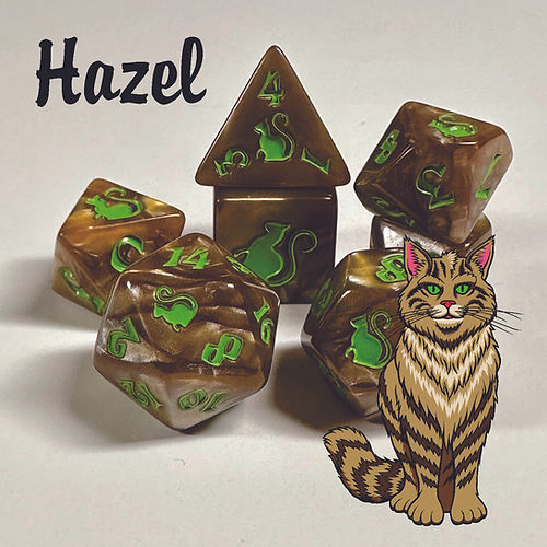 Dice Black Oak: Poly 7-Set Kitty Clacks