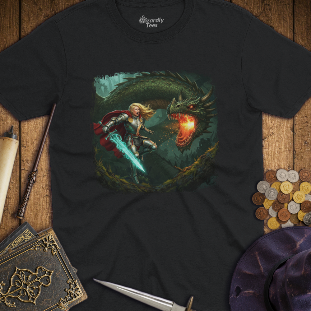 T-Shirt Wizardly: Epic Paladin vs Green Dragon