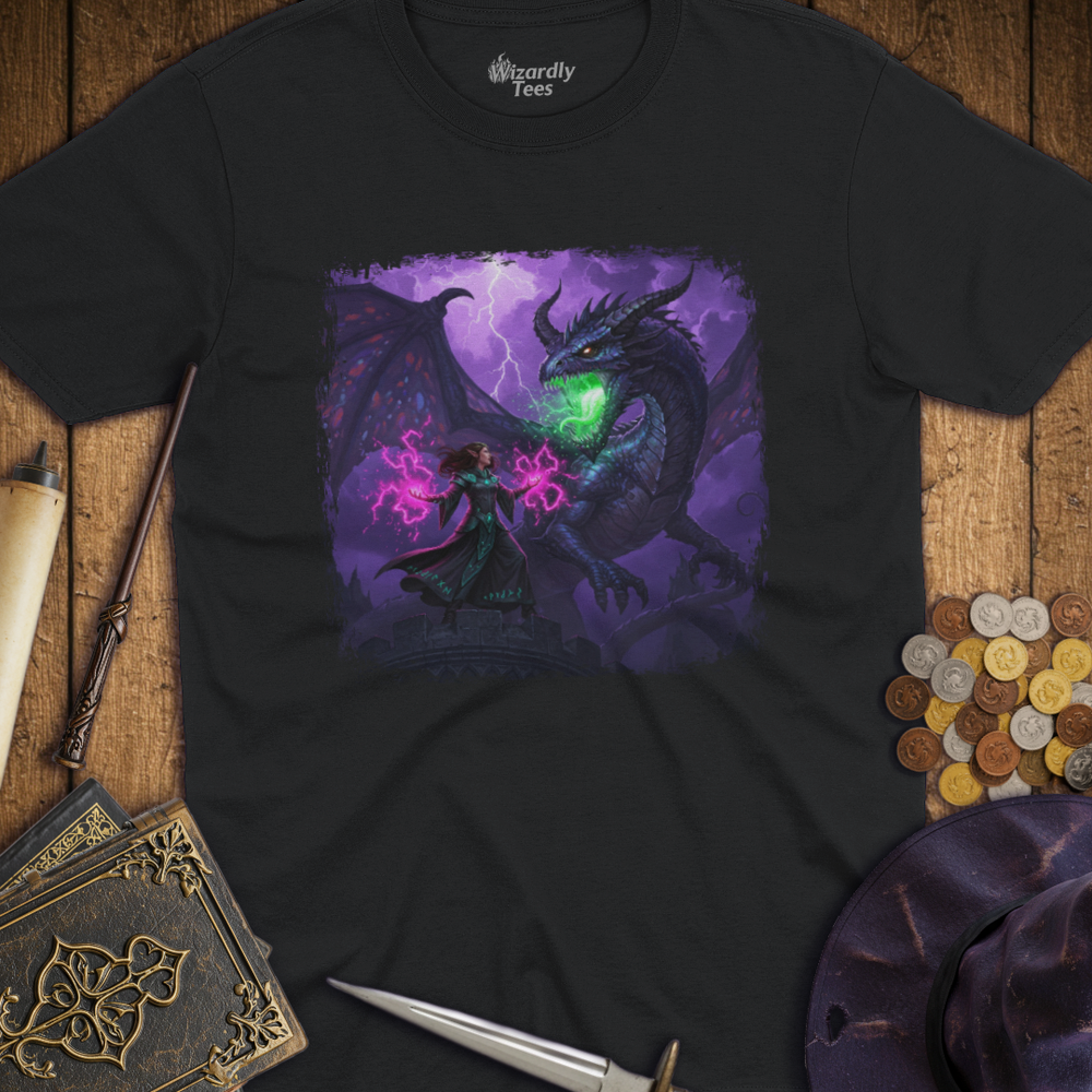 T-Shirt Wizardly: Epic Warlock vs Purple Dragon