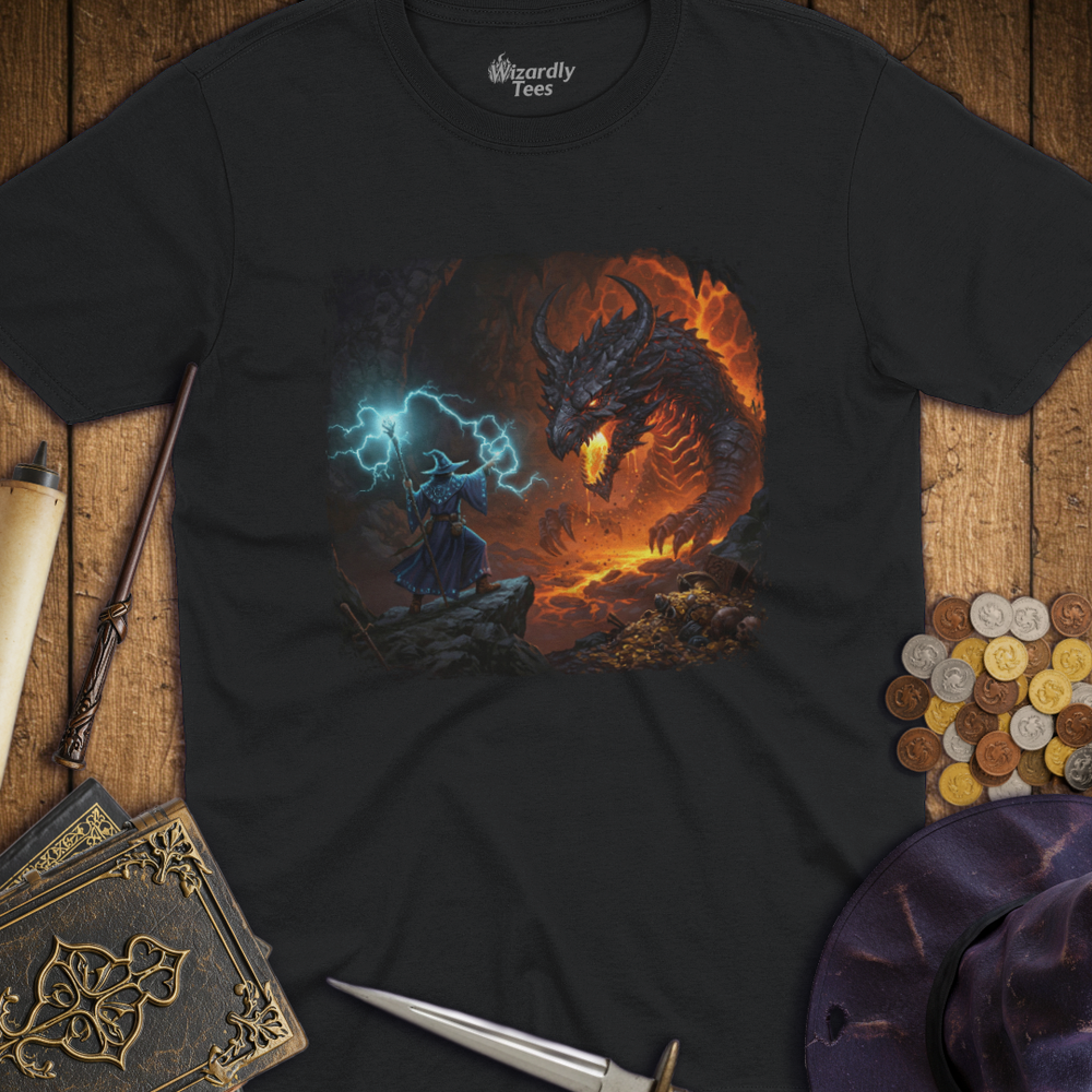 T-Shirt Wizardly: Epic Wizard vs Black Dragon