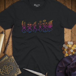 T-Shirt Wizardly: Flowers & Dice Rainbow