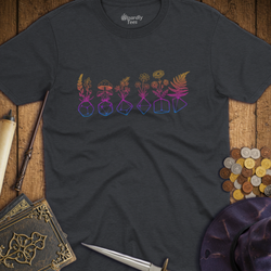 T-Shirt Wizardly: Flowers & Dice Rainbow
