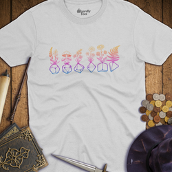 T-Shirt Wizardly: Flowers & Dice Rainbow