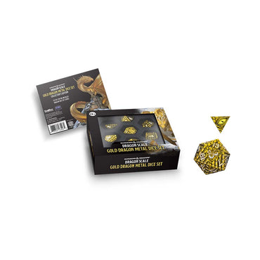 Dice Fanroll Metal: Poly 7 Set D&D Dragon Scale Gold