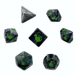 Dice Black Oak: Poly 7-Set Kitty Clacks