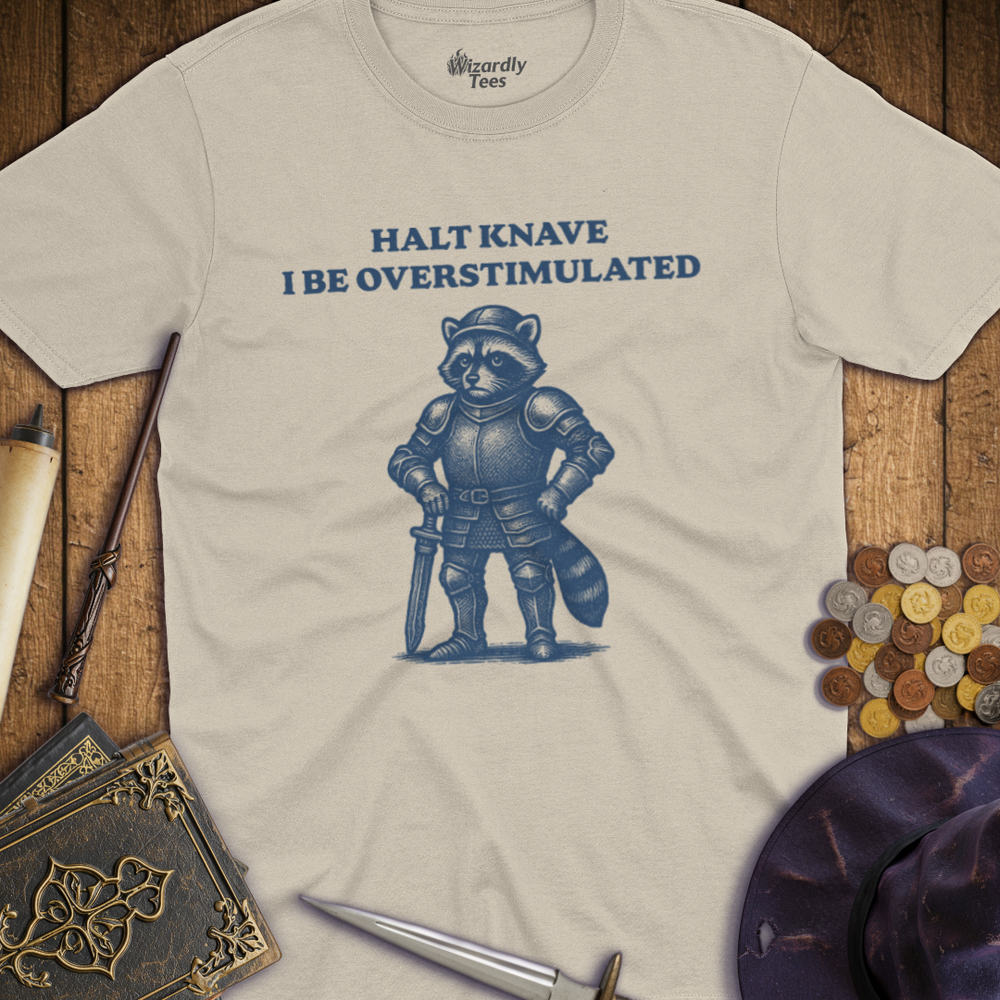 T-Shirt Wizardly: Halt Knave I Be Overstimulated Raccoon