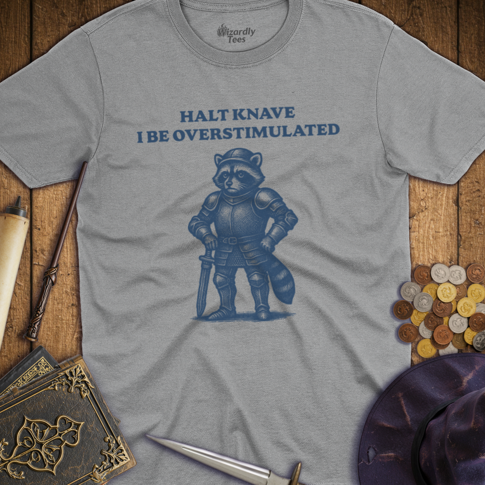 T-Shirt Wizardly: Halt Knave I Be Overstimulated Raccoon