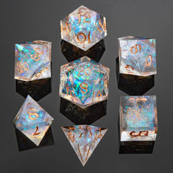 Dice Hymgho Poly 7 Set: Captured Magic Hand Sanded Sharp Edge Resin